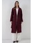 Kadın Kuşaklı Kaşe Kaban 9161 - Bordo 2