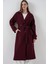 Kadın Kuşaklı Kaşe Kaban 9161 - Bordo 3