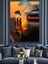 Turuncu Işık Spor Araba Hızı Dekoratif Kanvas - Mdf Ahşap Tablo 3