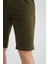 Baskı Detaylı Haki Erkek Şort Yazlık Rahat Kesim 77% Pamuk 17% Polyester 6% Elastan 7