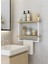 40x20 cm Banyo Rafı Duvara Monte Havluluk 2 Katlı Dekoratif Düzenleyici Organizer Beyaz Metal 1