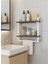 40x20 cm Banyo Rafı Duvara Monte Havluluk 2 Katlı Dekoratif Düzenleyici Organizer Beyaz Metal 1