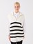 Yeni Sezon Dik Yaka Çizgili Oversize Kadın Triko Süveter 4