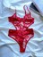 Kadın Iç Çamaşır Takımı Glam Kırmızı Dantel Askılı Balenli Sütyen Takım Kalpli Bodysuit Bralet-Tanga 1