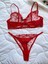 Kadın Iç Çamaşır Takımı Glam Kırmızı Askılı Dantelli Çiçekli Balenli Sütyen Takımı Bralet ve Tanga 5