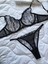 Kadın Iç Çamaşır Takımı Glam Siyah Askılı Dantelli Çiçekli Balenli Sütyen Takımı Bralet ve Tanga 2