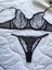 Kadın Iç Çamaşır Takımı Glam Siyah Askılı Dantelli Çiçekli Balenli Sütyen Takımı Bralet ve Tanga 6