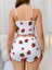 Venüsshopping- Kadın Beyaz Çilek Desenli Şortlu Pijama Takımı 5053 2