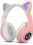Bluetooth Kulaklık Kız Çocuk Kulak Üstü Kedi Kulaklığı Rgb LED Işık Katlanabilir Stereo Kablosuz Kulaklık Çocuklar ve Yetişkinler Için Mikrofonlu Dizüstü Bilgisayar / Pc / Tv (Pembe) 1