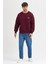 Oversize Bisiklet Yaka Şardonlu Erkek Sweatshirt 3 Iplik Pamuklu Bordo - L 2