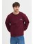 Oversize Bisiklet Yaka Şardonlu Erkek Sweatshirt 3 Iplik Pamuklu Bordo - L 3
