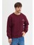 Oversize Bisiklet Yaka Şardonlu Erkek Sweatshirt 3 Iplik Pamuklu Bordo - L 5