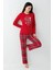 Kadın Yılbaşı Temalı %100 Pamuklu Uzun Kollu Bisiklet Yaka Pijama Takımı 3
