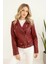 Kadın Yeni Sezon Polar Astarlı Deri Mont KS2553 Bordo - 38 1