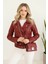 Kadın Yeni Sezon Polar Astarlı Deri Mont KS2553 Bordo - 38 4