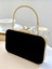 Zarif Siyah Süet Abiye Çanta | Gümüş Kristal Taşlı Gece Clutch 6
