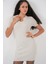 Kadın Kolye Detaylı Triko Elbise 15989 - Ekru 1