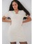 Kadın Kolye Detaylı Triko Elbise 15989 - Ekru 4