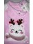 Bebek Kız Pembe Ren Geyiği Desenli Omuz Çıtçıtlı Peluş Takım Yumuşacık 4