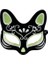 Siyah Süet Kaplama Gümüş Yeşil Simli Kedi Maskesi 1