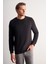 Siyah Uzun Kol Bisiklet Yaka Düz Pamuklu Comfort Fit Sweatshirt 1013255150 8