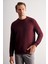 Bordo Uzun Kol Bisiklet Yaka Düz Pamuklu Comfort Fit Sweatshirt 1013255150 8