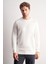 Krem Uzun Kol Bisiklet Yaka Düz Pamuklu Comfort Fit Sweatshirt 1013255150 6