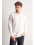 Krem Uzun Kol Bisiklet Yaka Düz Pamuklu Comfort Fit Sweatshirt 1013255150 8