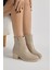 Kadın Bej Cilt Termo Taban Fermuarlı Topuklu Bot 1