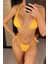 Kadın Sarı Yandan Bağlamalı Tangalı Üçgen Bikini Mayo Takımı 4