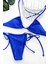 Kadın Mavi Yandan Bağlamalı Tangalı Üçgen Bikini Mayo Takımı 2