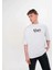 Unisex Bisiklet Yaka Baskılı Oversize T-Shirt - Siyah 1