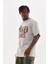 Unisex Baskılı Oversize T-Shirt - Gri 4