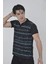 Erkek Yakalı Slim Fit Pike Çizgili T-Shirt - Siyah 4