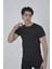 Erkek Gögüs Fileli Slim Fit T-Shirt - Siyah 2