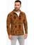 Erkek Yarım Fermuarlı Desenli Polar Sweat Tribal Etnik Desen Yakalı, Uzun Kollu, Oversize Rahat K 1