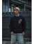 Uzun Kol Bisiklet Yaka Baskılı Sweatshirt - Siyah 2