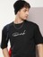 Erkek Baskılı Oversize T-Shirt - Siyah 4