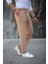 Erkek Paça Yırtmaçlı Burgu Selanik Dokulu Jogger Buggy Pantalon Rahat Kalıp - Kahverengi 1