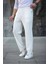 Erkek Paça Yırtmaçlı Burgu Selanik Dokulu Jogger Buggy Pantalon Rahat Kalıp - Beyaz 4