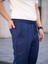 Erkek Keten Cepli Çıma Dikişli Jogger Buggy Pantalon Rahat Kalıp - Lacivert 3