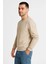 Erkek Üç Iplik Düz Bisiklet Yaka Sweatshirt - Bej 2