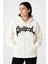 Oversize Kapüşonlu Sweatshirt Hoodie 3 Iplik Şardonlu Pamuklu Kumaş, Önü Baskılı, Fermuarl� 1