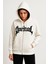 Oversize Kapüşonlu Sweatshirt Hoodie 3 Iplik Şardonlu Pamuklu Kumaş, Önü Baskılı, Fermuarl� 2