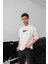 Erkek Baskılı Oversize T-Shirt - Beyaz 4