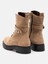 Bej Fermuarlı Bağcıklı Hakiki Süet Deri Kadın Bot 4