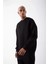 Unisex Biskilet Yaka Üç Iplik Sweatshirt - Siyah 1