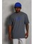 Unisex Oversize Baskılı Bisiklet Yaka T-Shirt - Füme 4