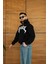 Erkek Kapüşonlu Sweatshirt Hoodie 3 Iplik Şardonlu Pamuklu Kumaş, Önü Baskılı, Fermuarlı 4