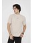 Unisex Bisiklet Yaka Slim Fit T-Shirt- Bej 3